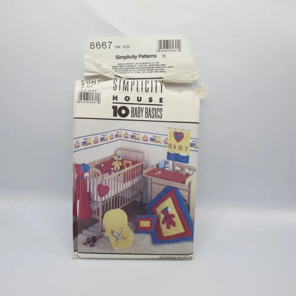 Simplicity 8667 Baby Nursery Decor Set One Size 1988 Vintage